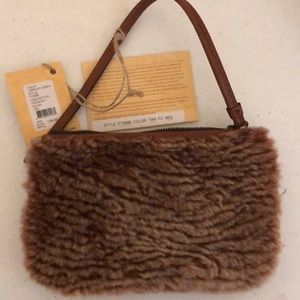 Patricia Nash Brown Leather Sherpa Wristlet BNWT